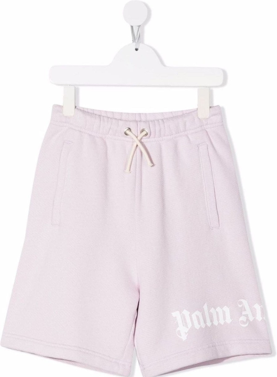 Kids Palm Angels Shorts | Palm Angels Fleece Girl Short Logo Pink Roze