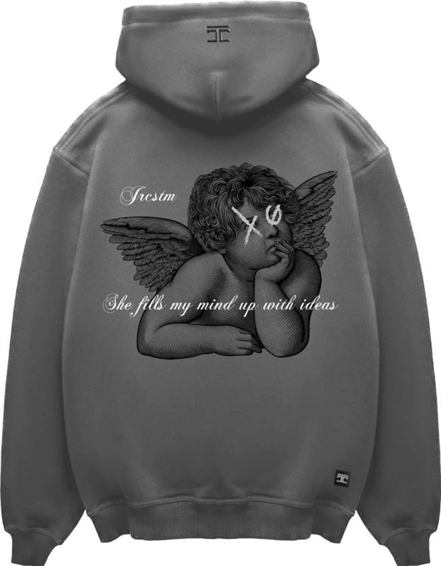 Heren JORCUSTOM | Jorcustom Angel Oversized Hoodie Acid-Grey Grijs