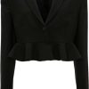 Dames J.W. Anderson | J.W. Anderson Ruffled-Trim Cropped Blazer Zwart