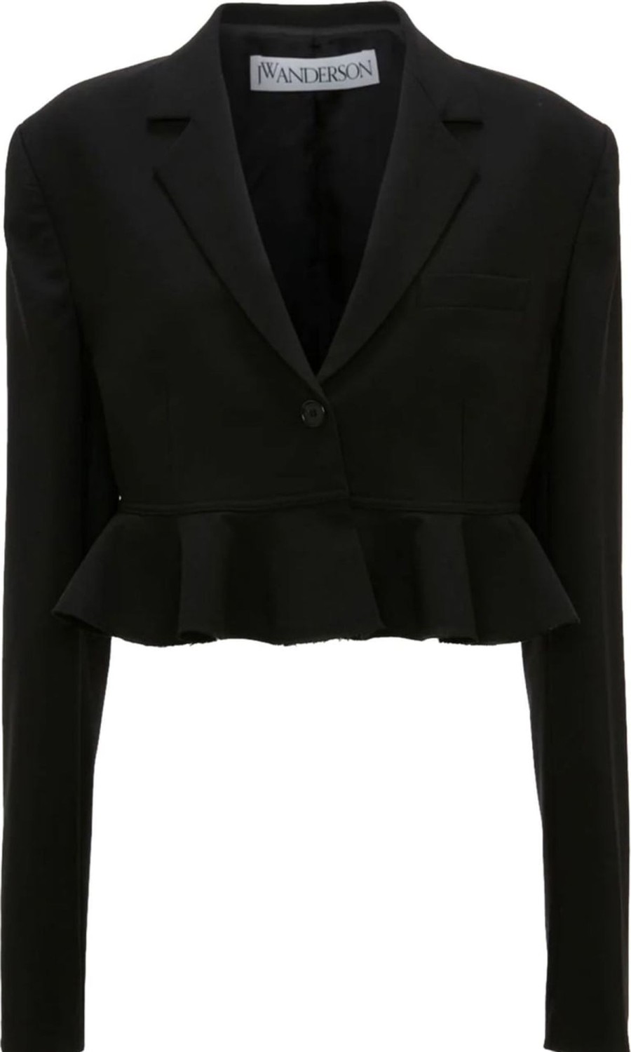 Dames J.W. Anderson | J.W. Anderson Ruffled-Trim Cropped Blazer Zwart