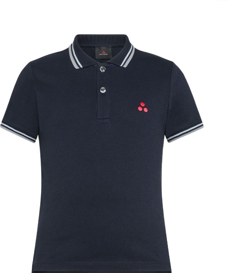 Kids Peuterey Tops | Peuterey New Medinilla Str Kid - Stretchkatoen Polo Met Korte Mouwen Blauw