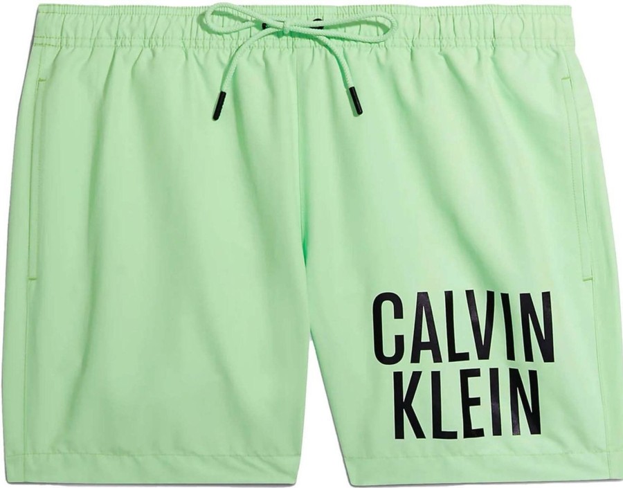 Heren Calvin Klein | Calvin Klein Calvin Klein Badkleding Groen Polyester Maat M Medium Drawstring Zwembroeken Groen Groen