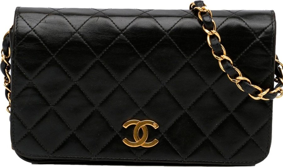 Dames Chanel | Chanel Cc Matelasse Lambskin Flap Crossbody Zwart