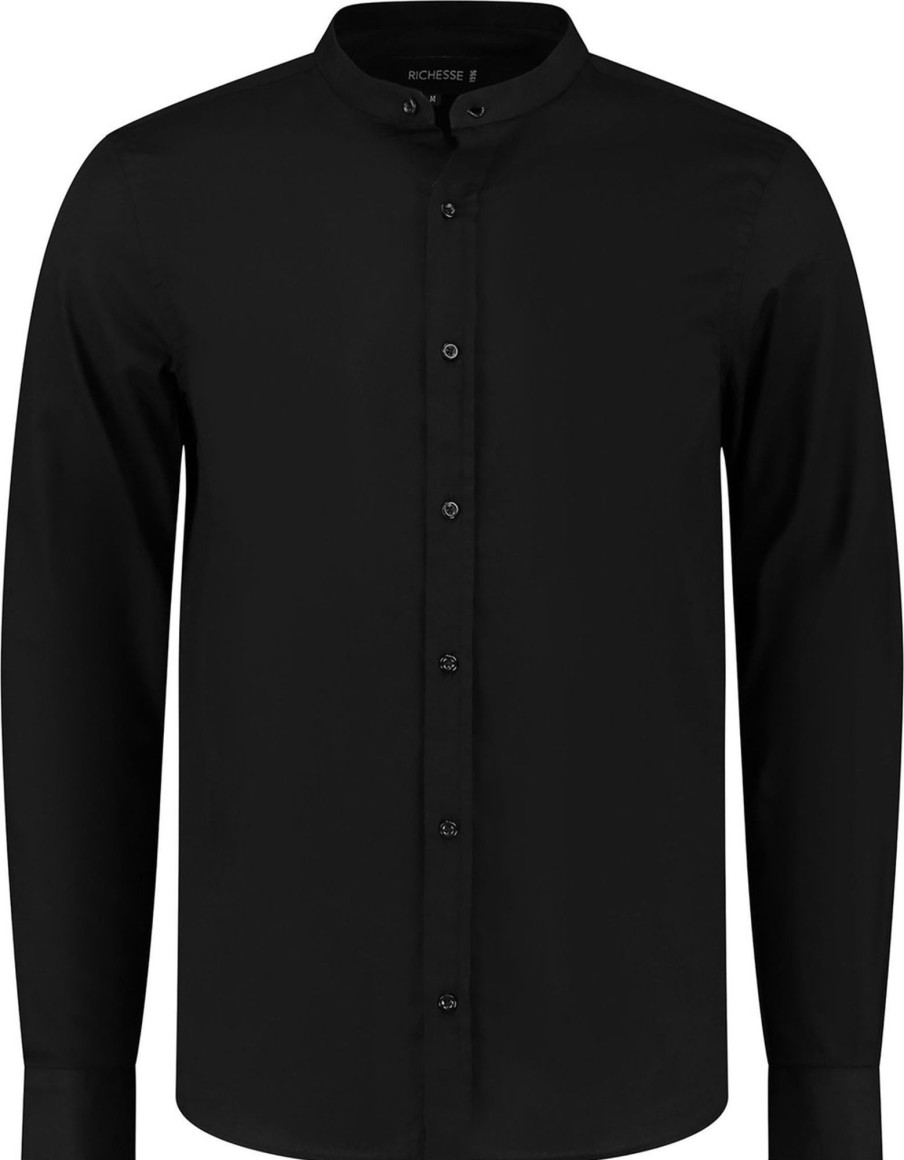 Heren Richesse | Richesse Mao Shirt Long Black Zwart