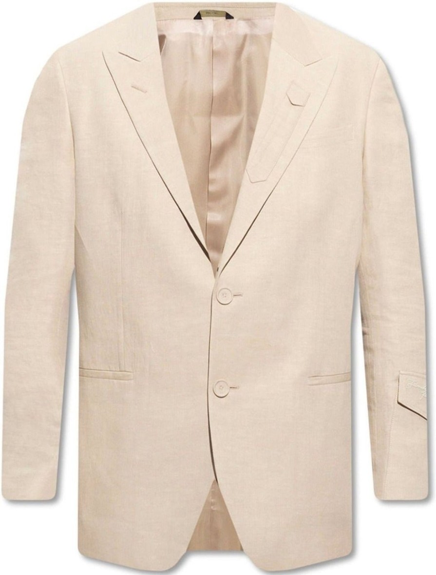 Heren Fendi | Fendi Fendi Cotton And Linen Blazer Beige