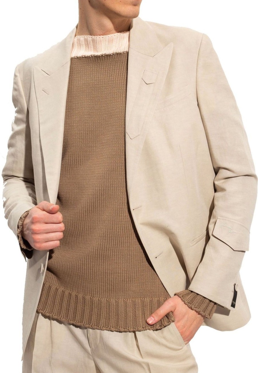 Heren Fendi | Fendi Fendi Cotton And Linen Blazer Beige