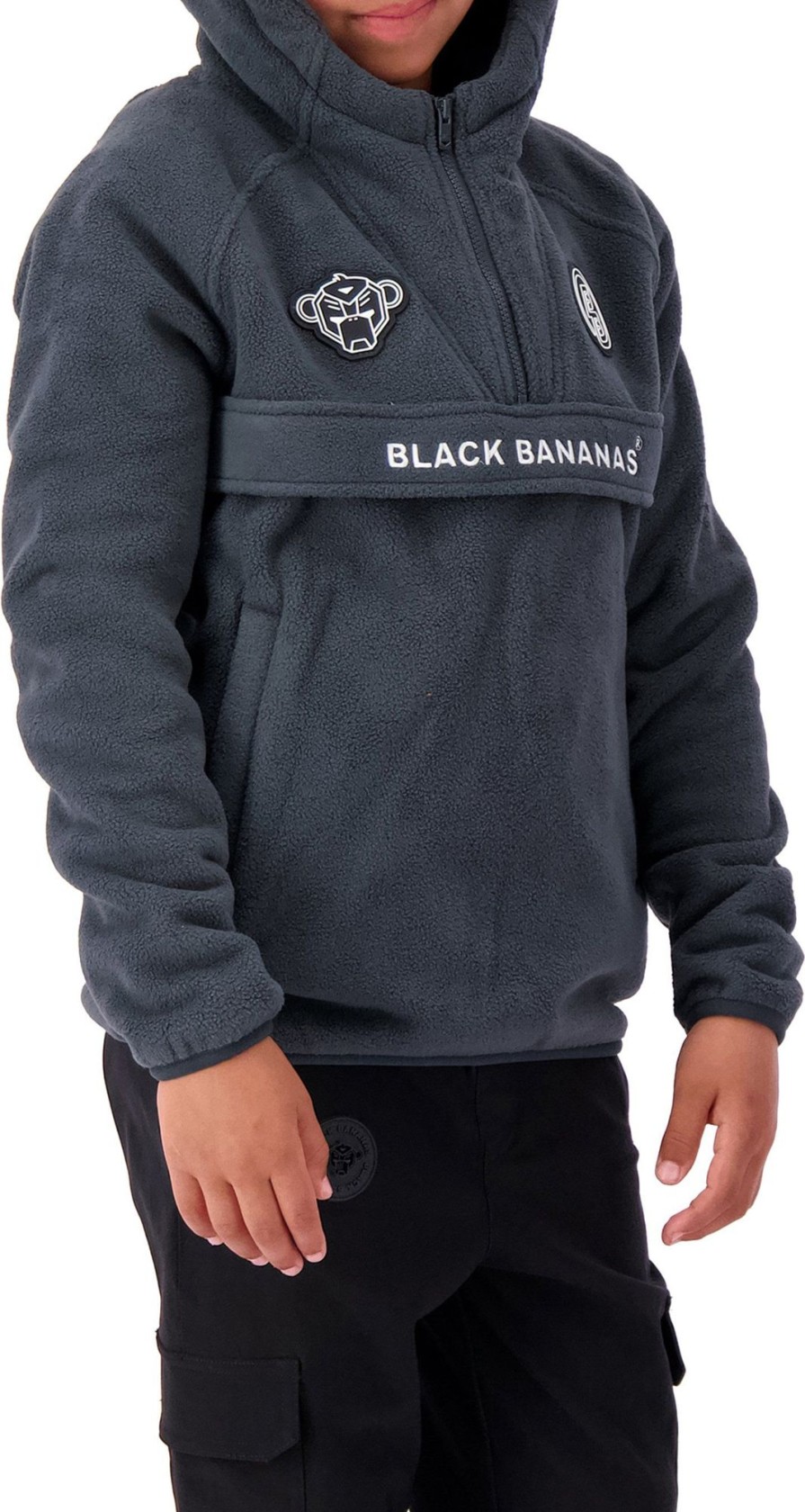 Kids Black Bananas Truien | Black Bananas Jr Anorak Fleece Hoody Grijs