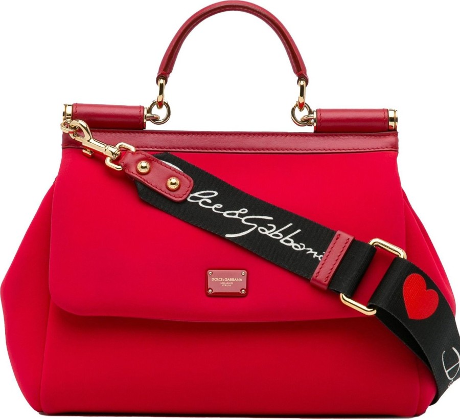 Dames Dolce & Gabbana | Dolce & Gabbana Neoprene Miss Sicily Satchel Rood