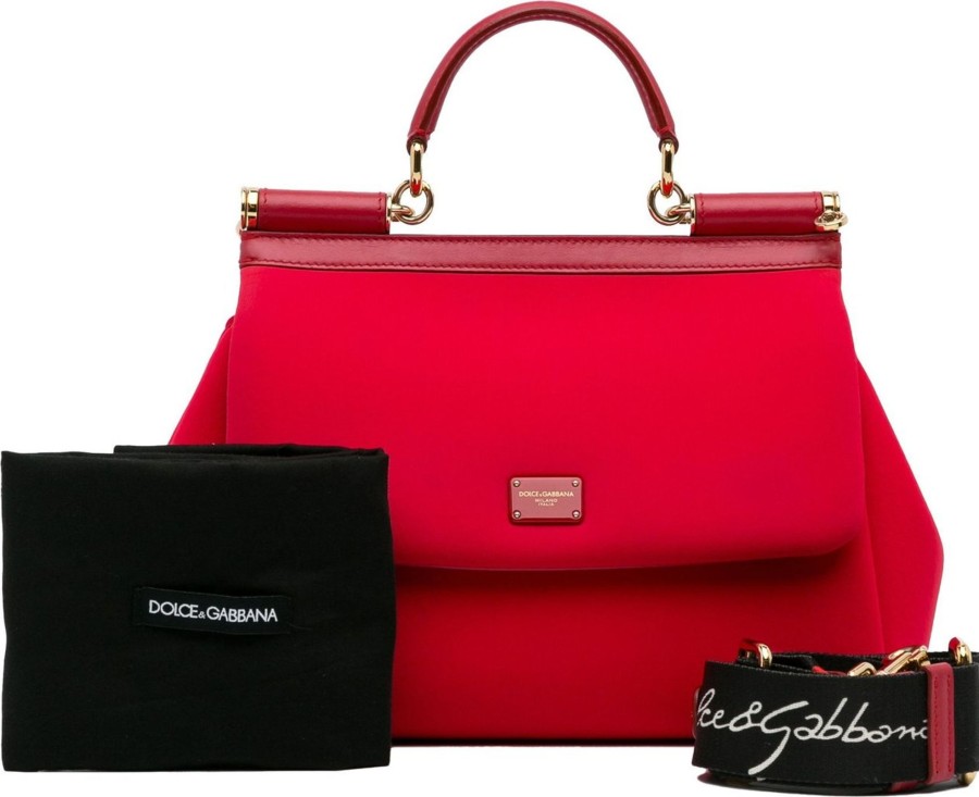 Dames Dolce & Gabbana | Dolce & Gabbana Neoprene Miss Sicily Satchel Rood