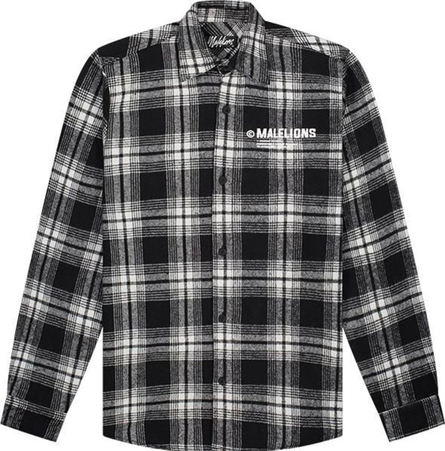 Heren Malelions | Malelions Men Workshop Flannel - Black/White Zwart