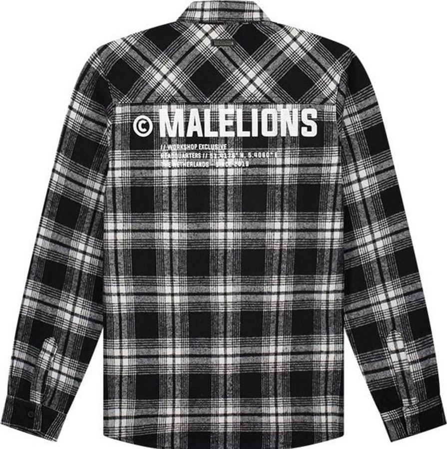 Heren Malelions | Malelions Men Workshop Flannel - Black/White Zwart