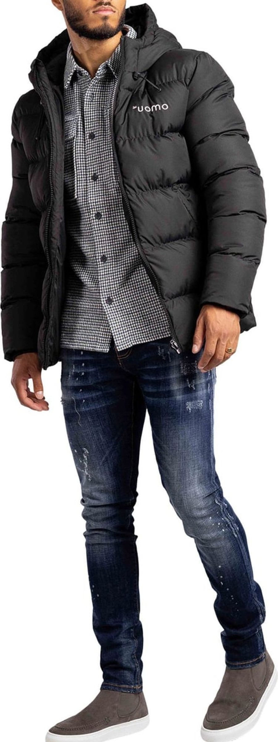 Heren 24 Uomo | 24 Uomo Puffer Jacket Zwart Zwart