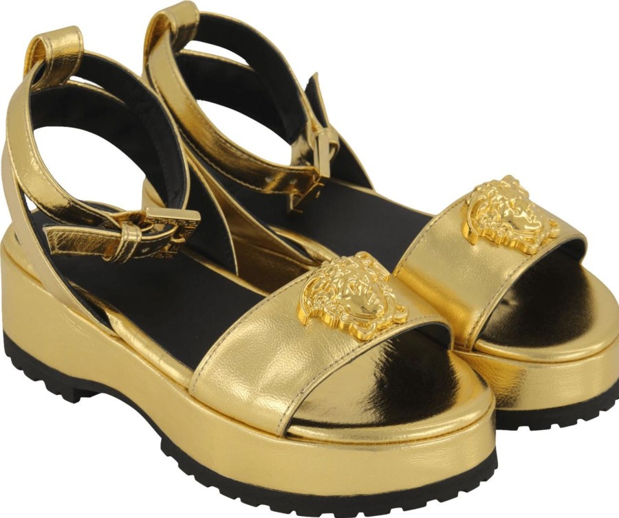 Kids Versace Sandalen | Versace Versace Kinder Meisjes Sandalen Goud Metallic