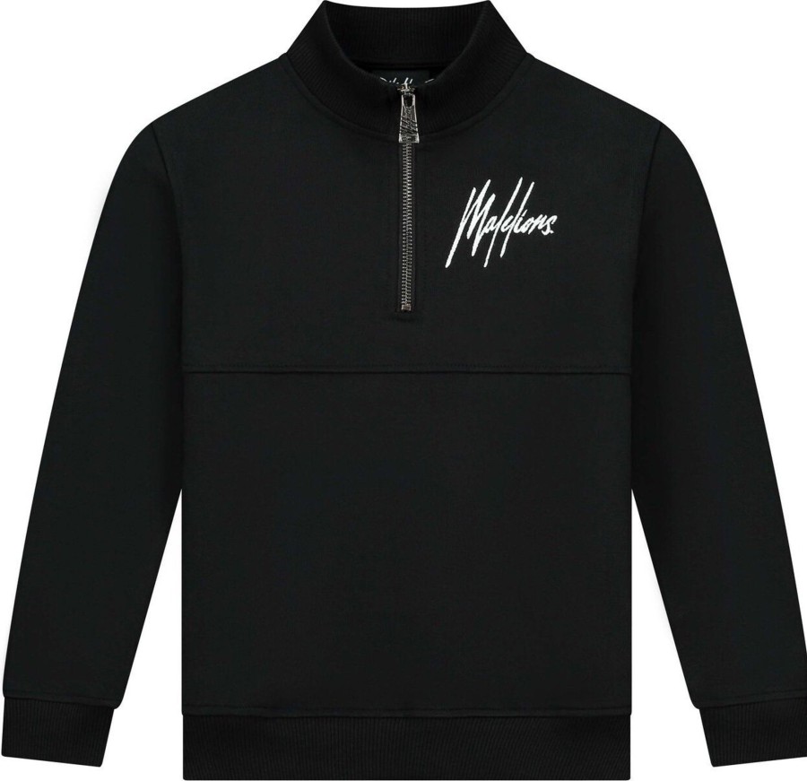 Kids Malelions Truien | Malelions Turtle Half Zip - Black Zwart