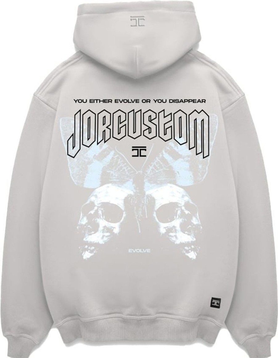 Heren JORCUSTOM | Jorcustom Evolve Zipped Hoodie Lightgrey Grijs