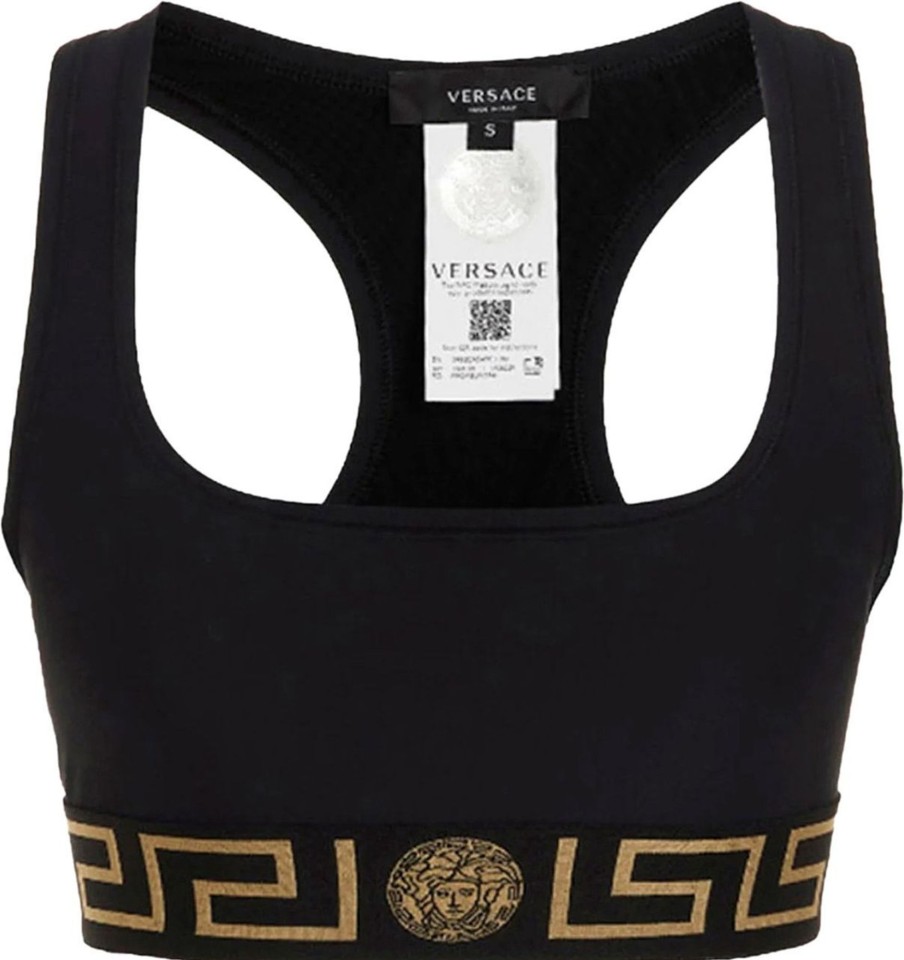 Dames Versace | Versace Greca Racerback Bra Zwart