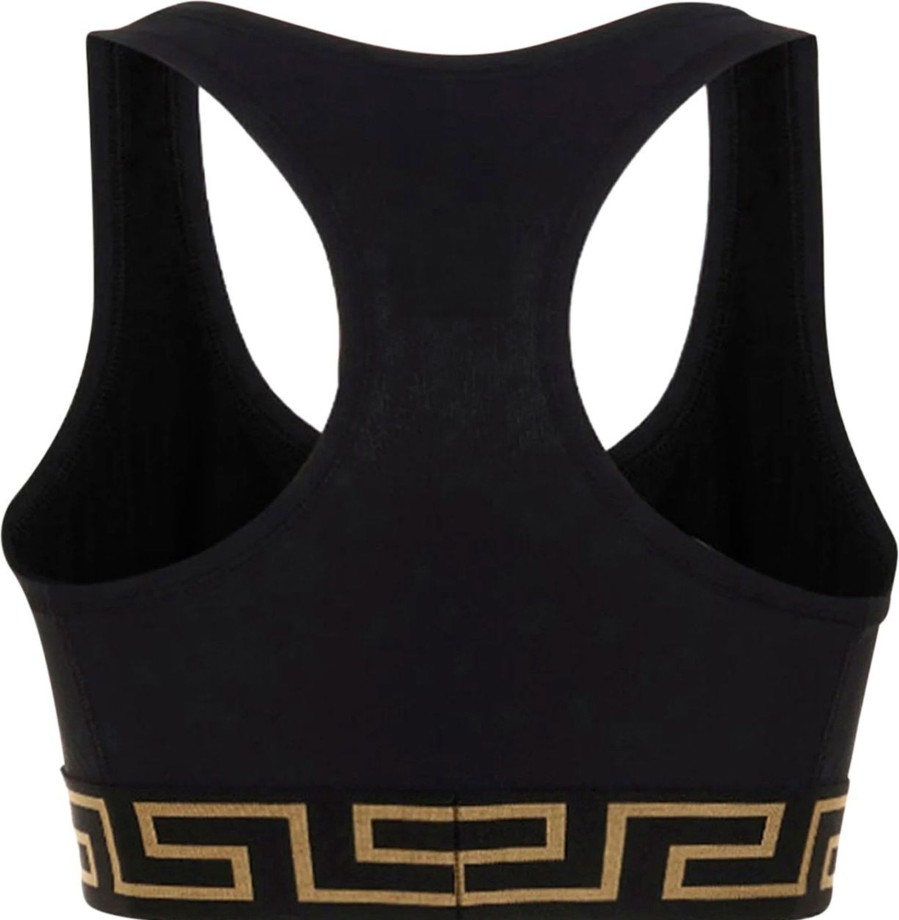 Dames Versace | Versace Greca Racerback Bra Zwart