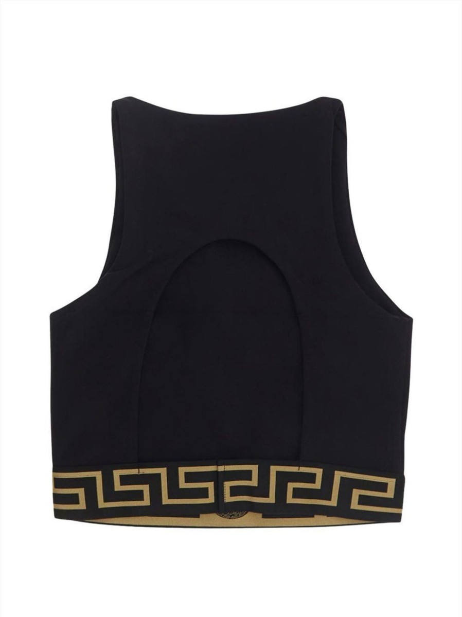 Dames Versace | Versace Greca Border Gym Bra Zwart