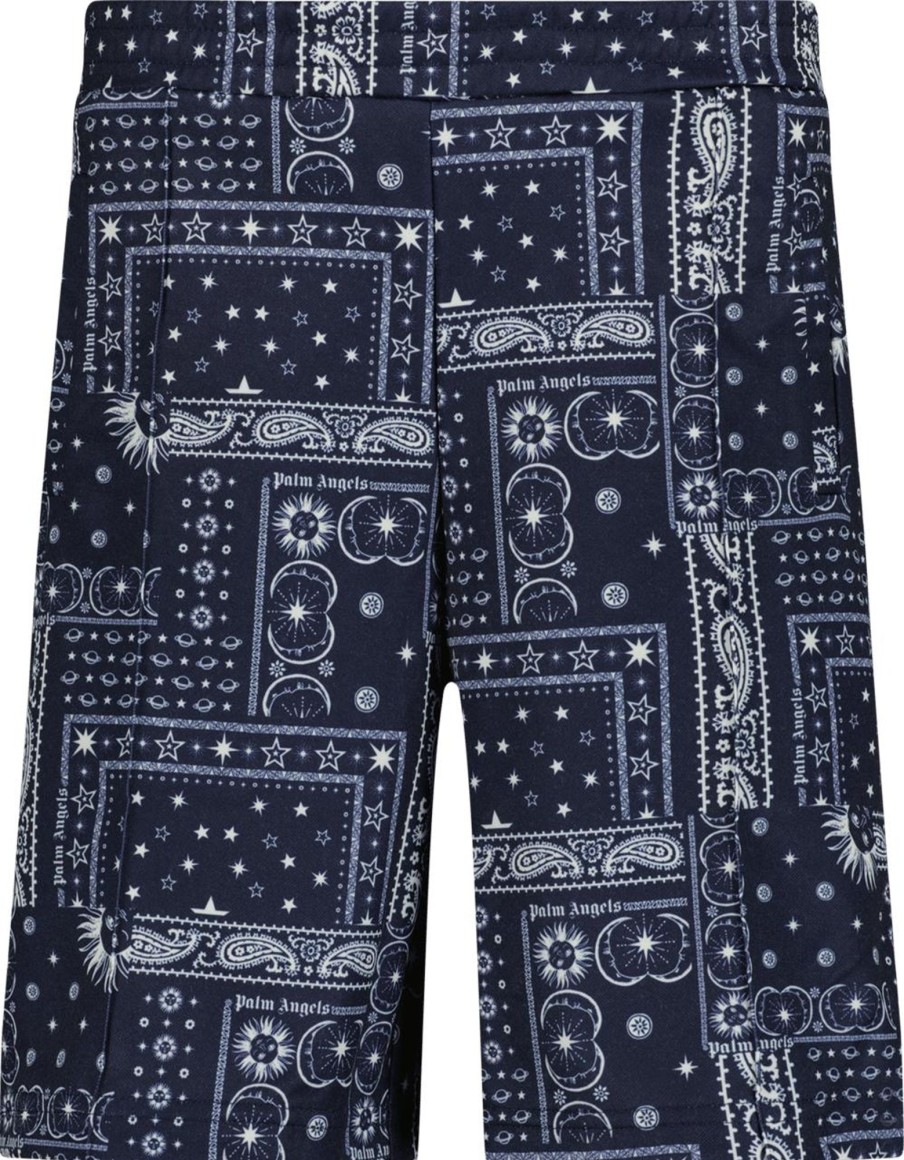 Kids Palm Angels Shorts | Palm Angels Palm Angels Kinder Jongens Shorts Navy Blauw