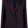 Dames Palm Angels | Palm Angels Palm Angels Stiped Blazer Blauw