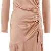 Dames Elisabetta Franchi | Elisabetta Franchi Dress With Gathers Beige