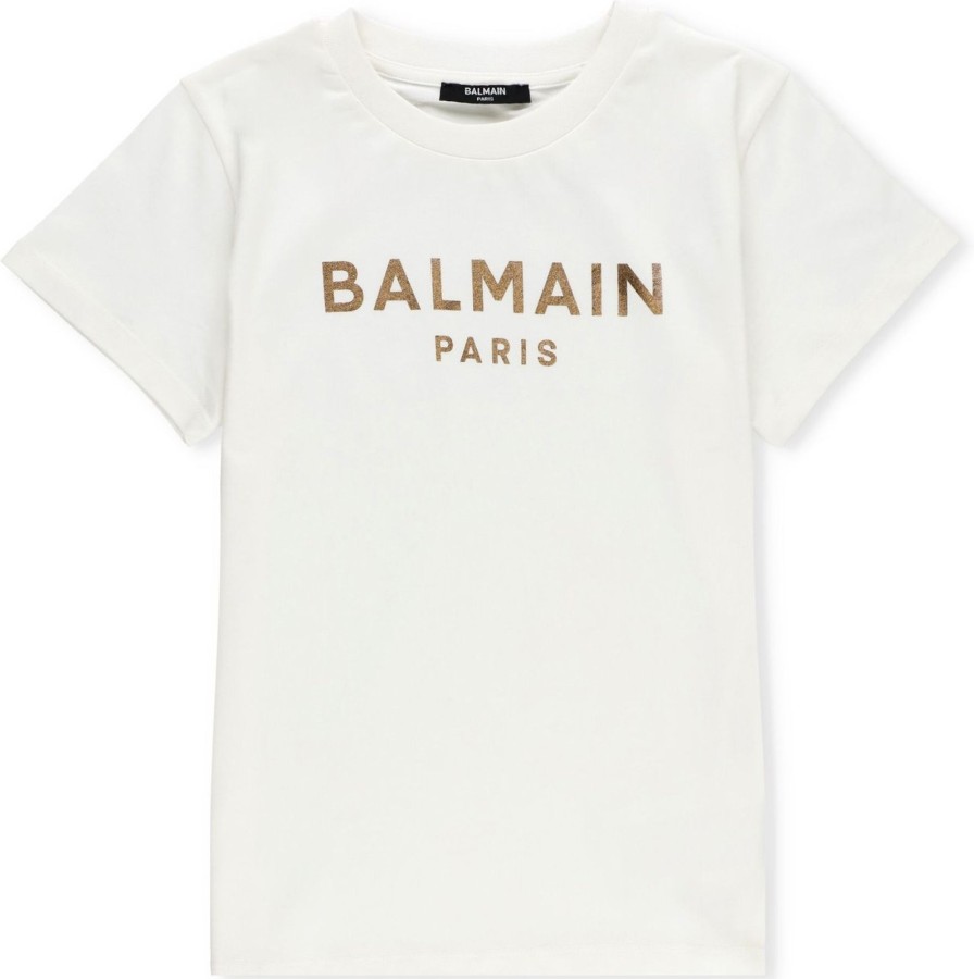 Kids Balmain Tops | Balmain T-Shirts And Polos Natural Natural Neutraal