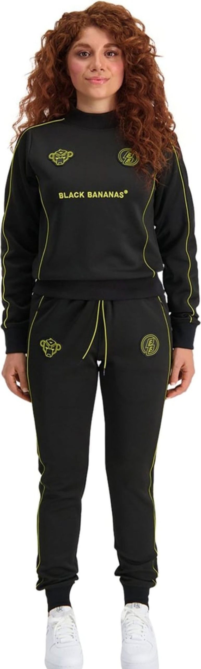 Dames Black Bananas | Black Bananas Wmn Atari Tracktop | Black/Lime Zwart