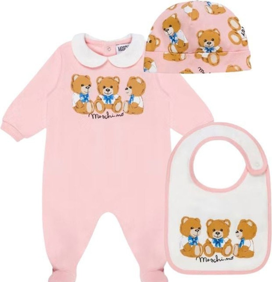 Kids Moschino Babypakjes | Moschino Moschino Tutina 3 Orsetti+ Berr Bavetta Newborn Roze