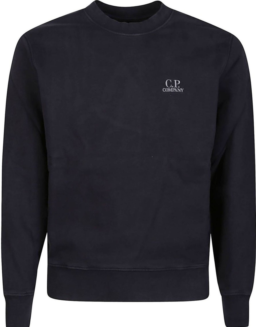 Heren CP Company | Cp Company Diagonal Logo Sweatshirt Blue Blauw