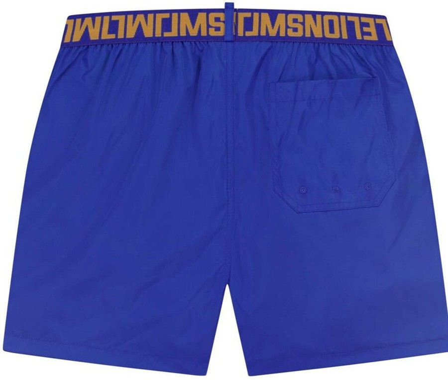 Heren Malelions | Malelions Venetian Swimshort - Cobalt/Gold Blauw