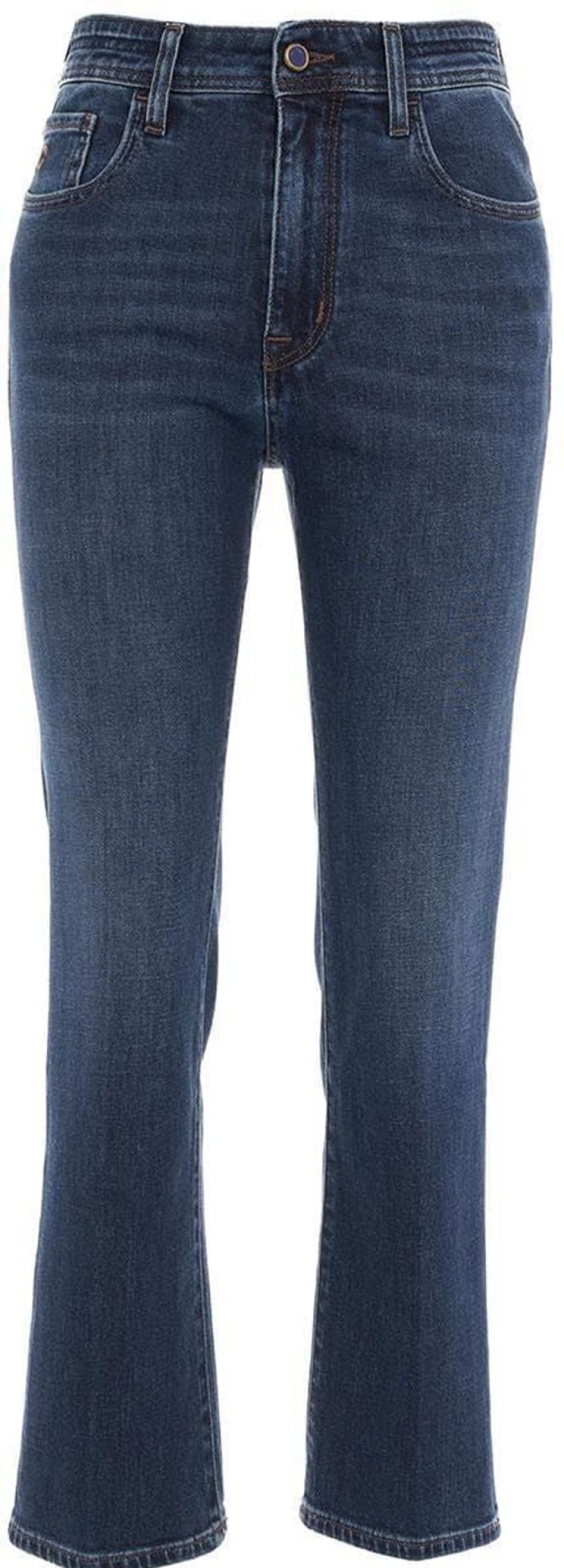 Dames Jacob Cohen | Jacob Cohen Straight Leg Jeans "Kate Crop" Blauw