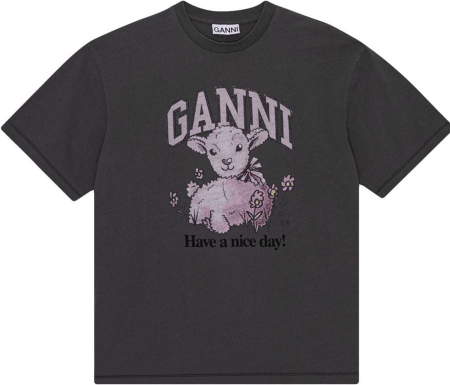 Dames Ganni | Ganni T-Shirts And Polos Black Zwart