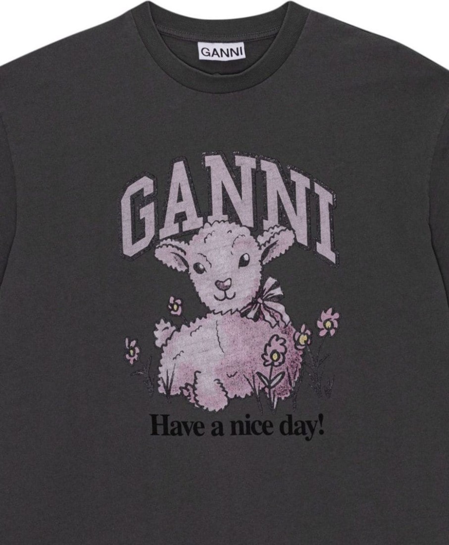 Dames Ganni | Ganni T-Shirts And Polos Black Zwart