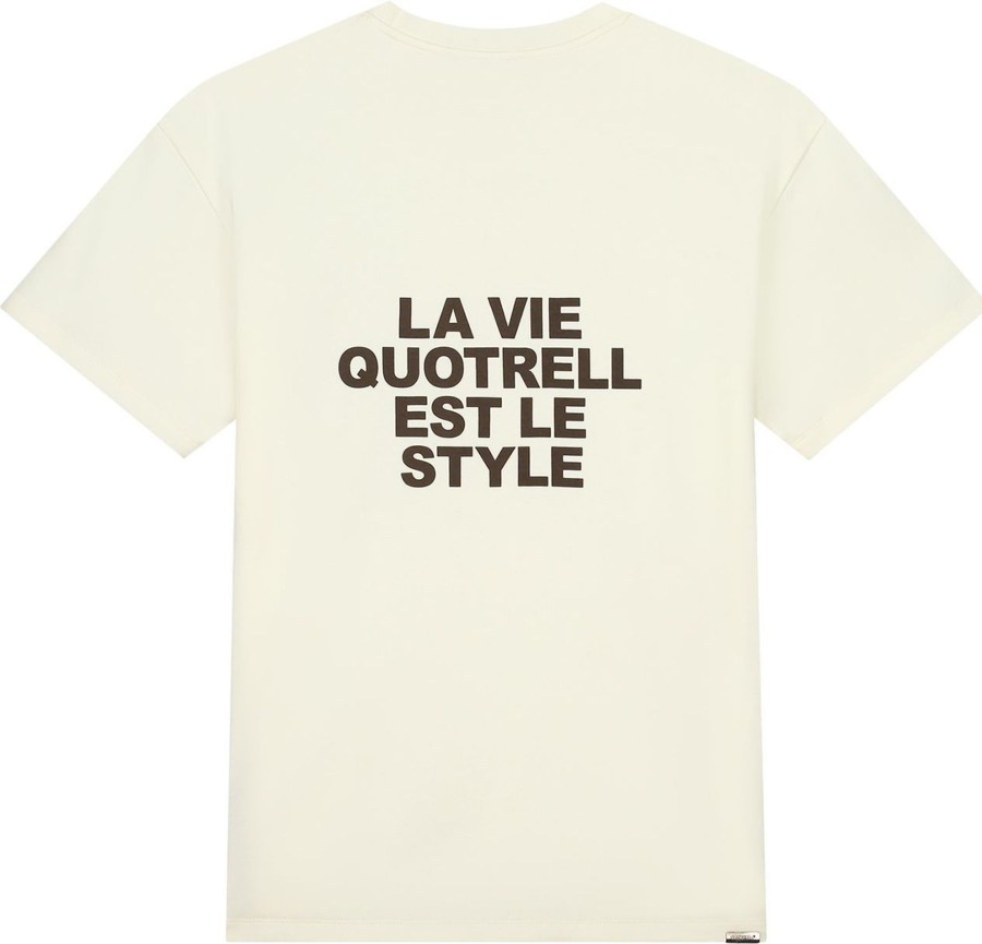 Heren Quotrell | Quotrell La Vie T-Shirt | Off White/Brown Wit