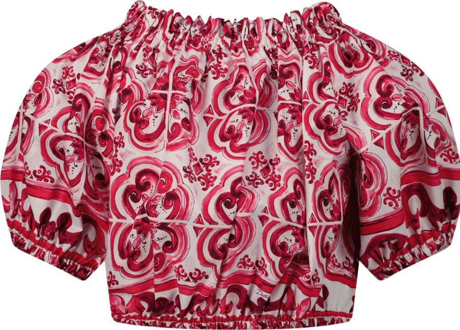 Kids Dolce & Gabbana Tops | Dolce & Gabbana Dolce & Gabbana Kinder Meisjes T-Shirt Fuchsia Roze