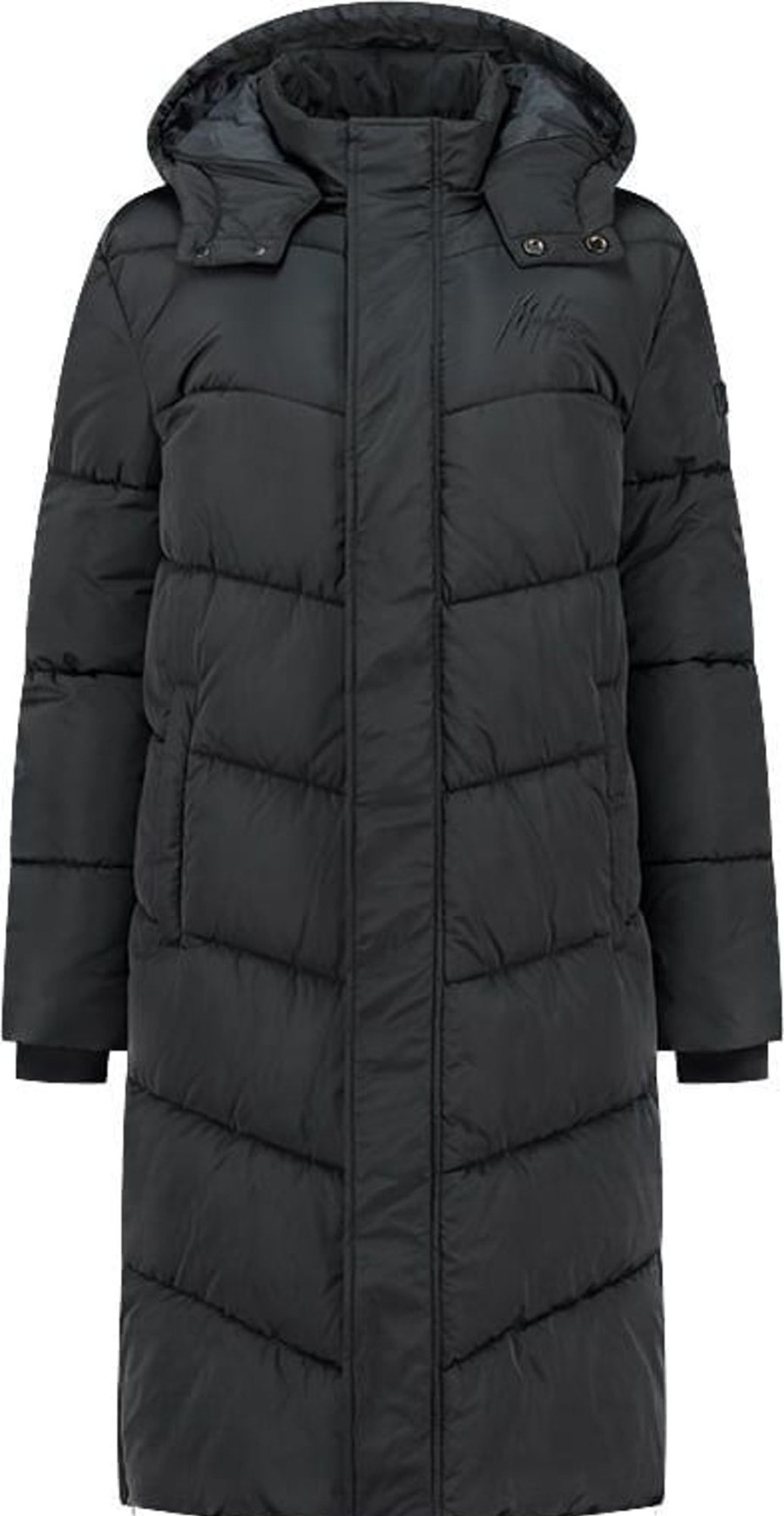 Dames Malelions | Malelions Signature Long Puffer Jacket - Blac Zwart