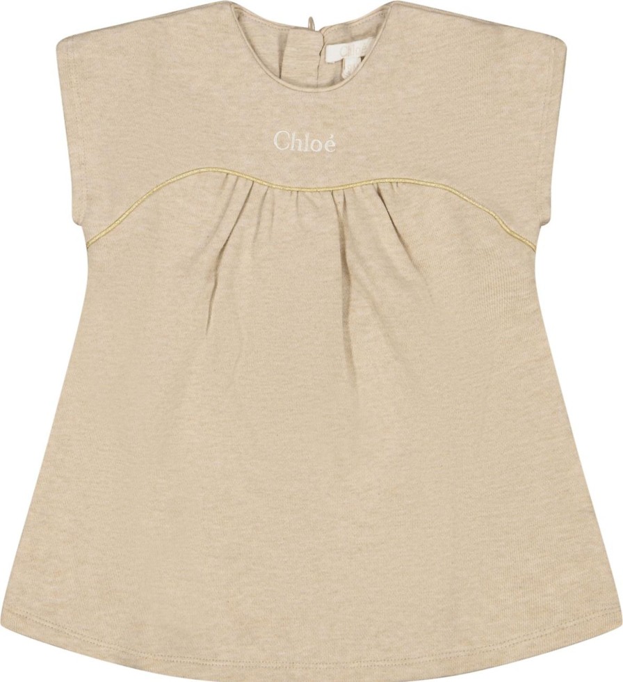 Kids Chloé Jurken | Chloe Chloe Baby Meisjes Jurkje Beige Beige