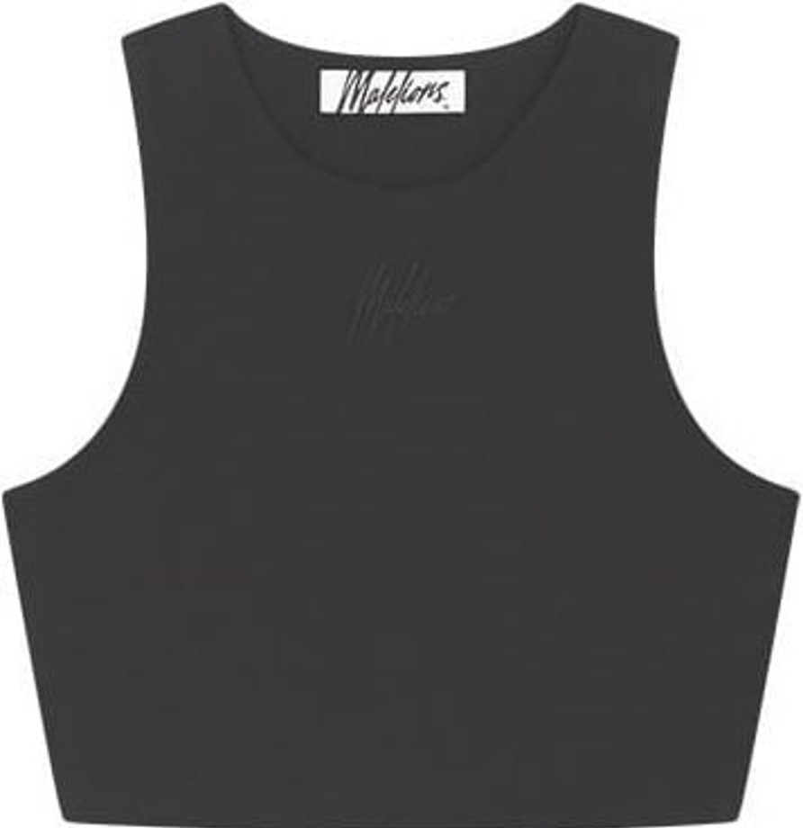 Dames Malelions | Malelions Women Signature Crop Top - Black Zwart