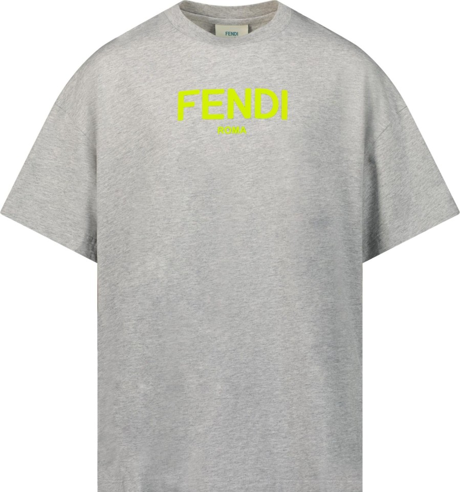 Kids Fendi Tops | Fendi Fendi Kinder Meisjes T-Shirt Zilver Metallic