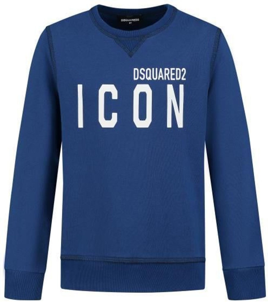 Kids Dsquared2 Truien | Dsquared2 Dsu Relax-Icon Felpa Blauw