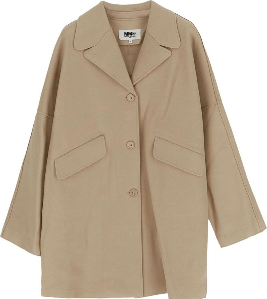 Kids MM6 Maison Margiela Jassen | Mm6 Maison Margiela Wool Coat Beige