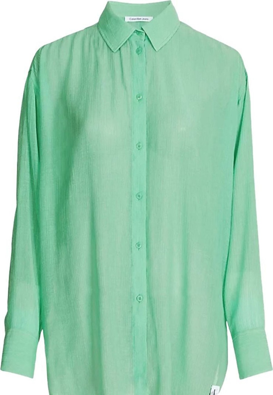 Dames Calvin Klein | Calvin Klein Calvin Klein Blouse Groen Viscose Maat L Blouses Groen Groen