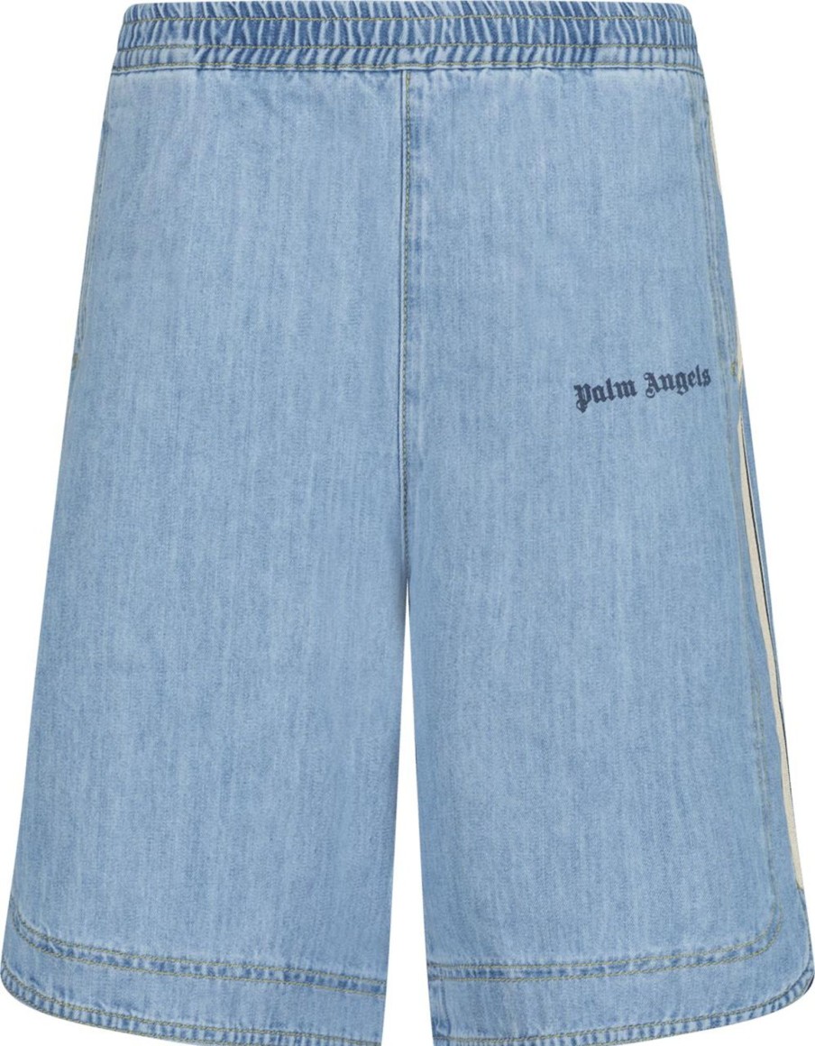 Kids Palm Angels Shorts | Palm Angels Palm Angels Kinder Jongens Shorts Jeans Blauw