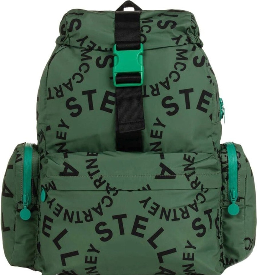 Kids Stella McCartney Accessoires | Stella Mccartney Logo Print Backpack Groen