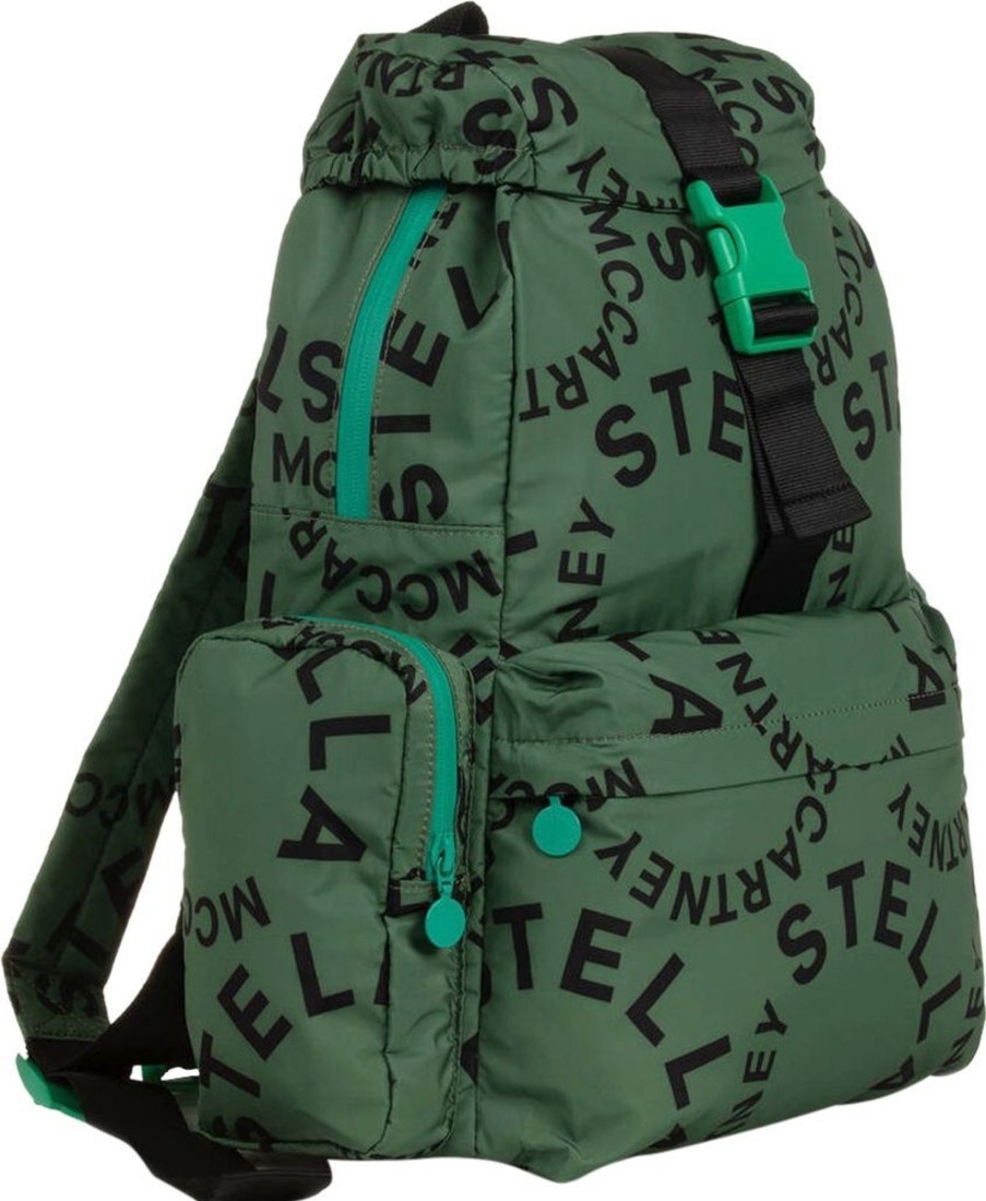 Kids Stella McCartney Accessoires | Stella Mccartney Logo Print Backpack Groen