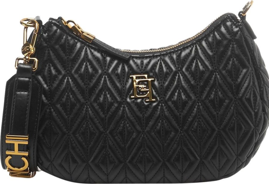 Dames Elisabetta Franchi | Elisabetta Franchi Quilted Shoulder Bag Zwart