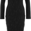 Dames Pinko | Pinko Dress "Astrorobot" In Pinstripe Zwart