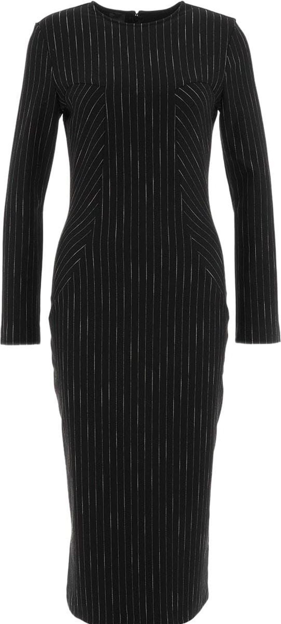 Dames Pinko | Pinko Dress "Astrorobot" In Pinstripe Zwart