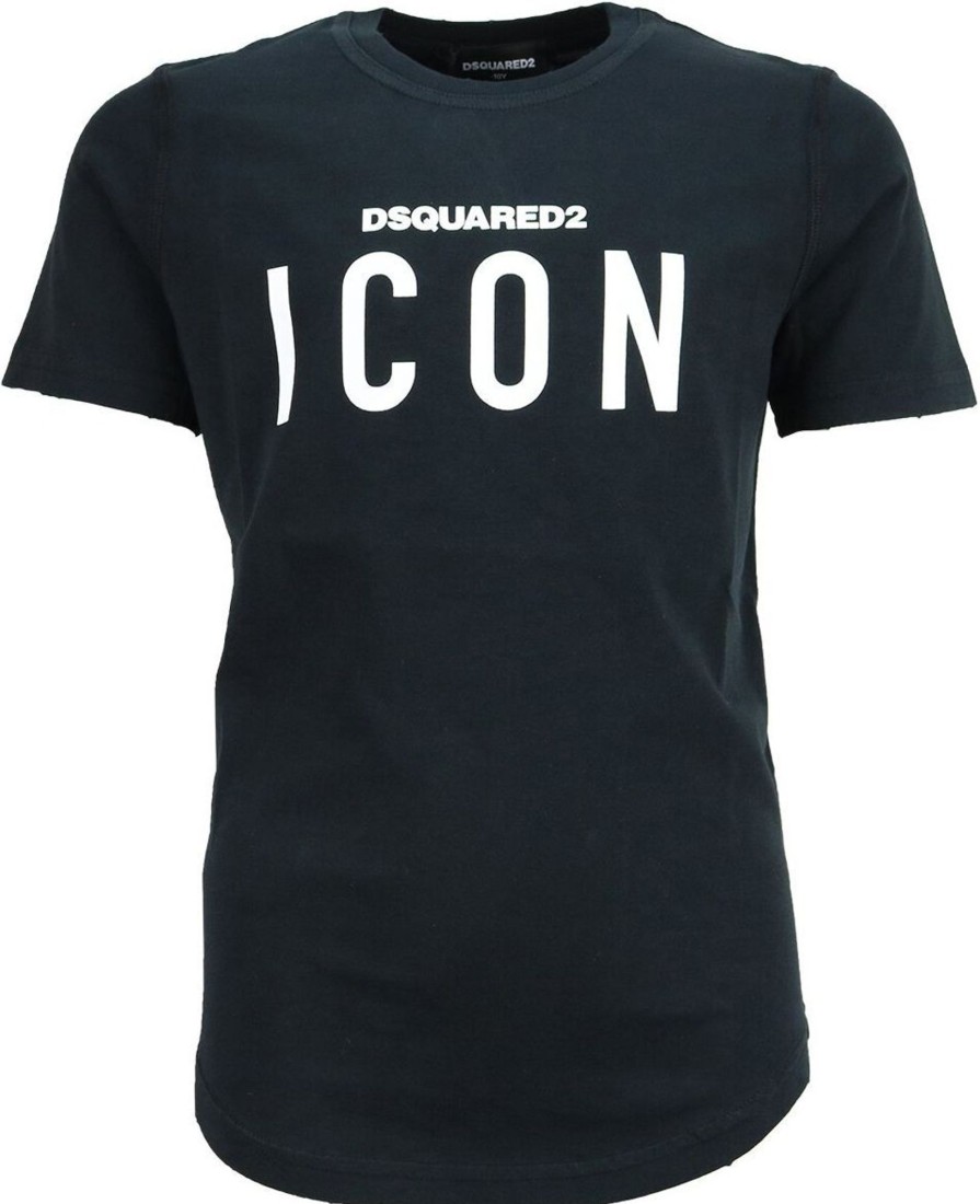 Kids Dsquared2 Tops | Dsquared2 Icon Shirt Zwart - Wit Zwart