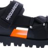 Kids Dsquared2 Slippers | Dsquared2 Fusbet Sandals Triple Straps Zwart